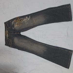 South Pole women's blue jeans embroidery with rhinestones size 9
